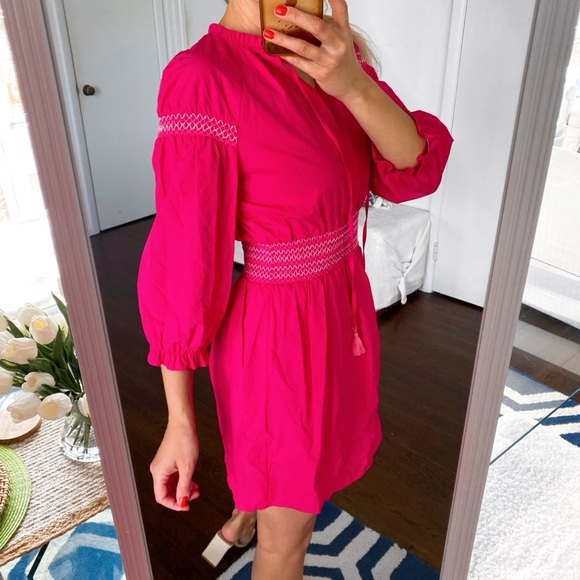 💞 ZARA PINK TASSEL PUFF LONG SLEEVE EMBROIDERED DETAIL MINI DRESS! - Picture 4 of 16